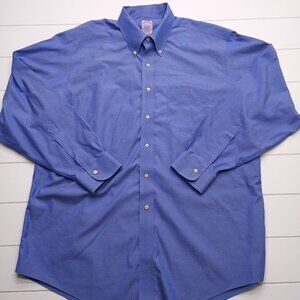 Brooks Brothers Classic Fit Non Iron Supima Cotton Blue Dress Shirt 17 35